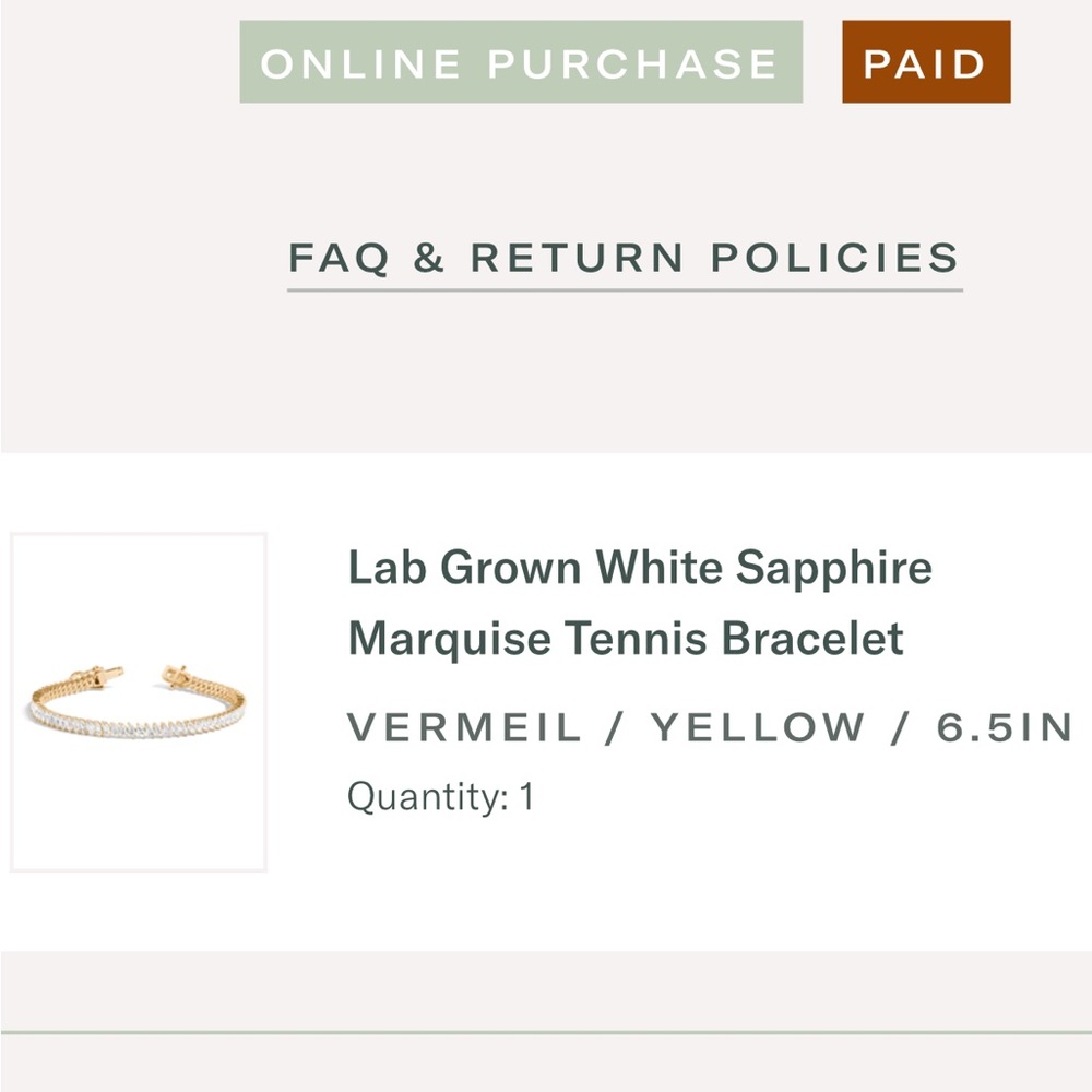 Aurate Vermeil Yellow Gold Marquise White Sapphire Tennis Bracelet